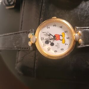 Pulsar Gold and Black Leather Watch